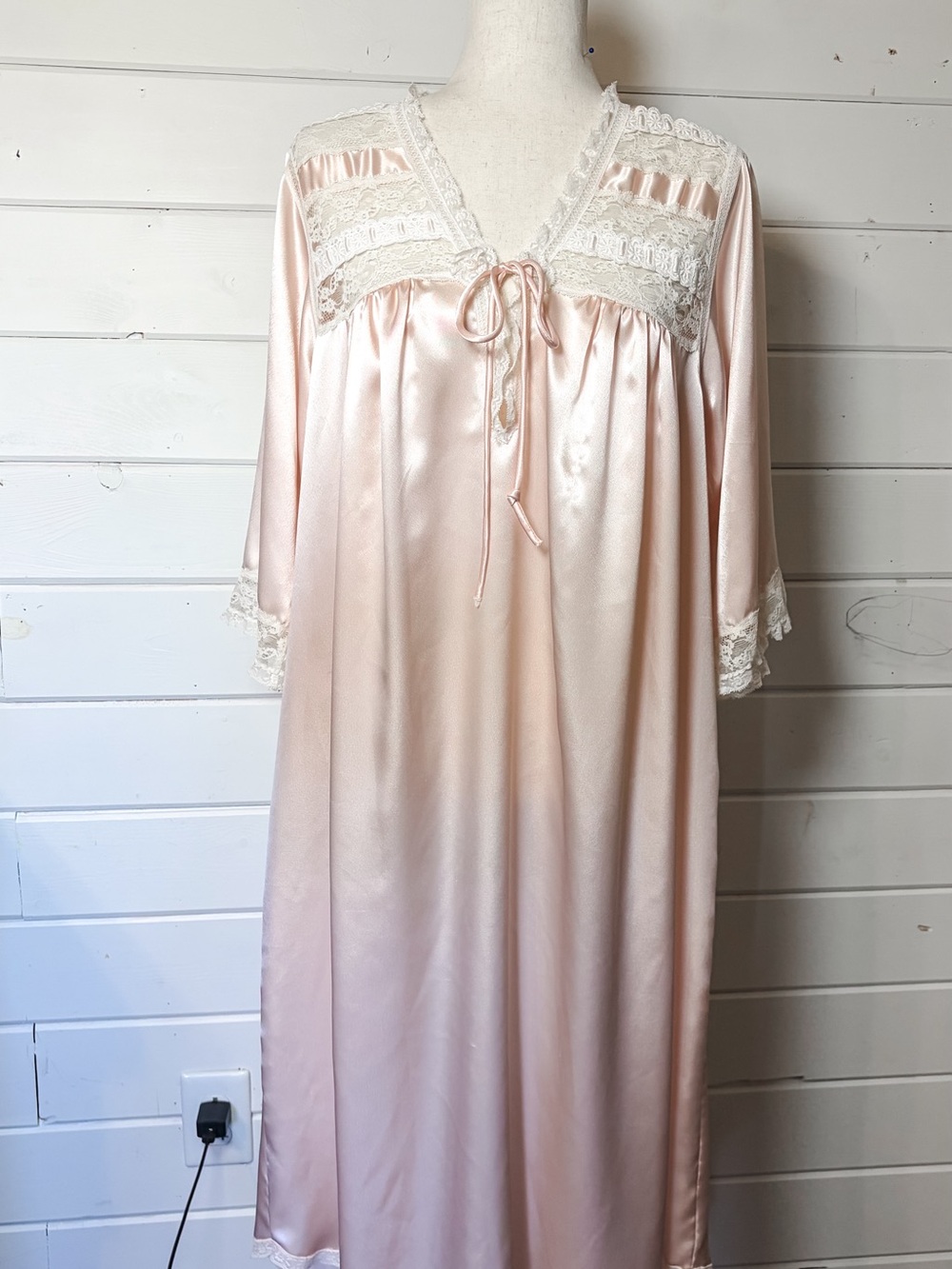 Vintage Christian Dior Blush Pink Satin Nightgown | Small